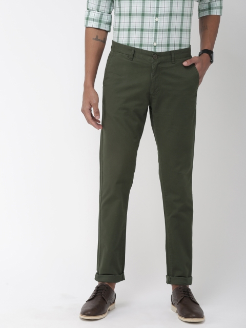 

Indian Terrain Men Olive Green Brooklyn Slim Fit Solid Smart Casual Chinos
