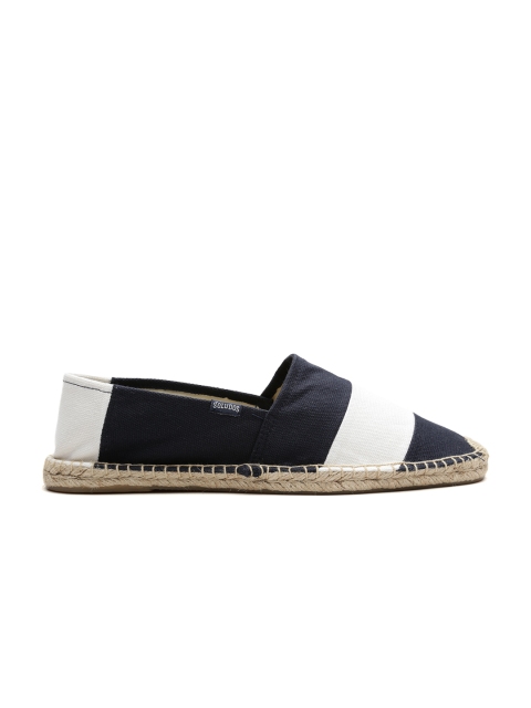 

Soludos Men Navy Striped Espadrilles, Navy blue