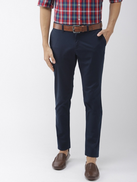 

Indian Terrain Men Navy Blue Urban Tapered Fit Solid Smart Casual Chinos