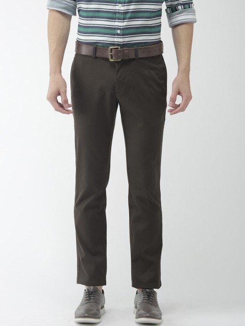 

Indian Terrain Men Charcoal Grey Brooklyn Slim Fit Self Design Smart Casual Trousers