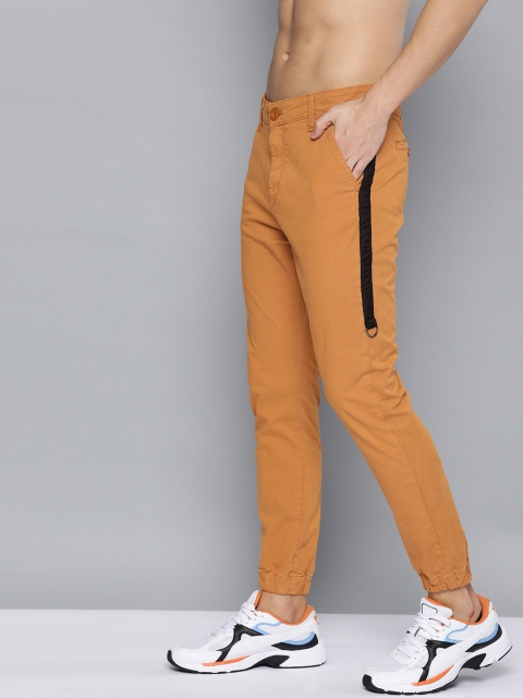 

HERE&NOW Men Rust Orange Regular Fit Solid Chinos Joggers