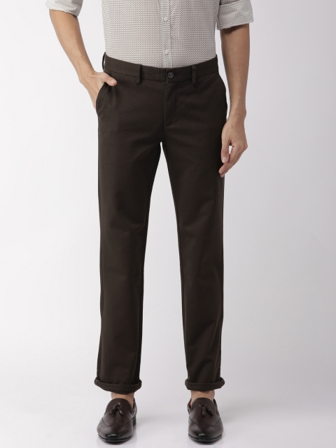 

Indian Terrain Men Brown Kansas Straight Fit Solid Regular Smart Casual Trousers