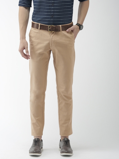 

Indian Terrain Men Beige Brooklyn Slim Fit Solid Smart Casual Regular Trousers