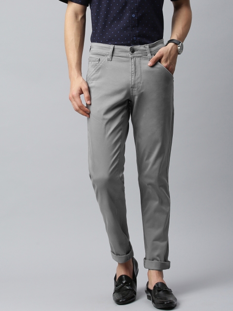 

Indian Terrain Men Grey Brooklyn Slim Fit Solid Regular Trousers