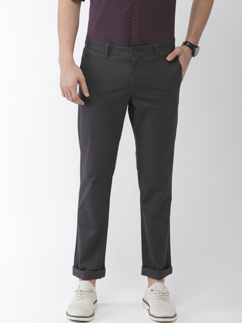 

Indian Terrain Men Charcoal Grey Brooklyn Slim Fit Printed Chinos