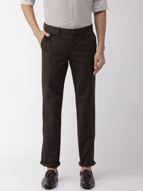 

Indian Terrain Men Brown Kansas Straight Fit Solid Regular Smart Casual Trousers