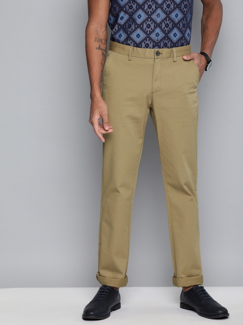 

Indian Terrain Men Khaki Kansas Regular Fit Self Design Regular Trousers