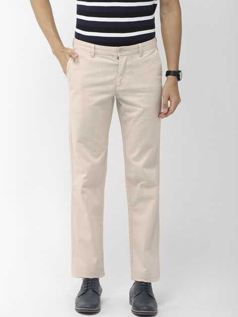 

Indian Terrain Men Off-White Kansas Regular Fit Self Design Regular Trousers