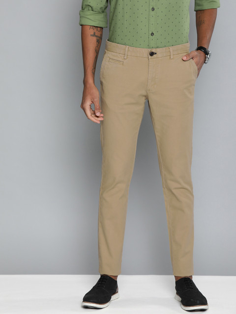 

Indian Terrain Men Beige Brooklyn Slim Fit Self Design Regular Trousers