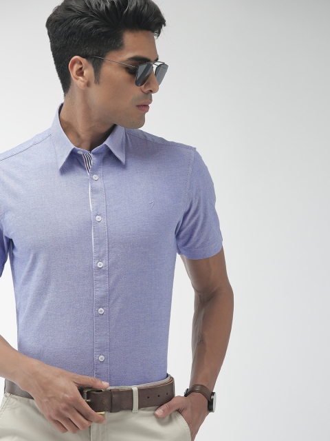 

Indian Terrain Men Blue Slim Fit Solid Oxford Smart Casual Shirt