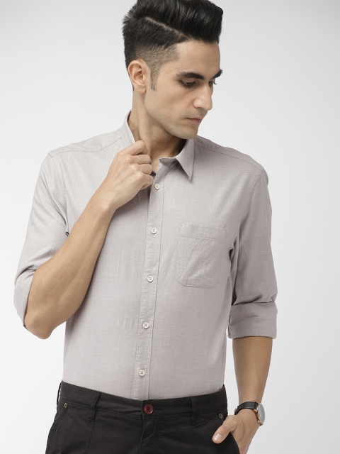 

Indian Terrain Men Grey Slim Fit Solid Smart Casual Shirt