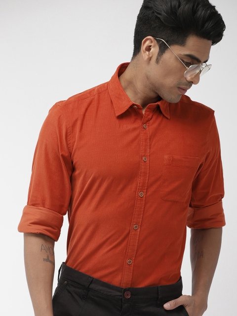 

Indian Terrain Men Rust Orange Regular Fit Solid Casual Shirt
