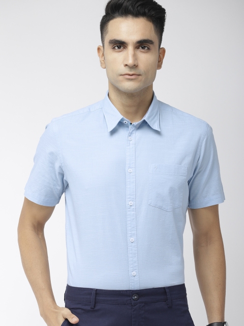 

Indian Terrain Men Blue Slim Fit Solid Casual Shirt