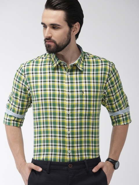 

Indian Terrain Men Green & Yellow Slim Fit Checked Casual Shirt