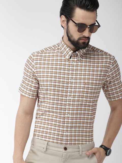 

Indian Terrain Men Brown & White Slim Fit Checked Smart Casual Shirt