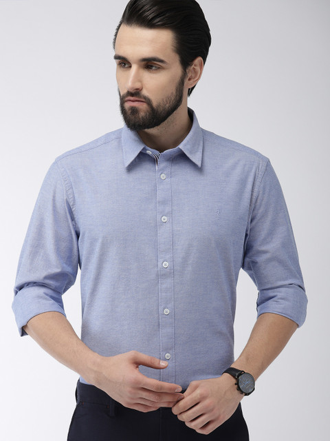 

Indian Terrain Men Blue Slim Fit Solid Casual Shirt