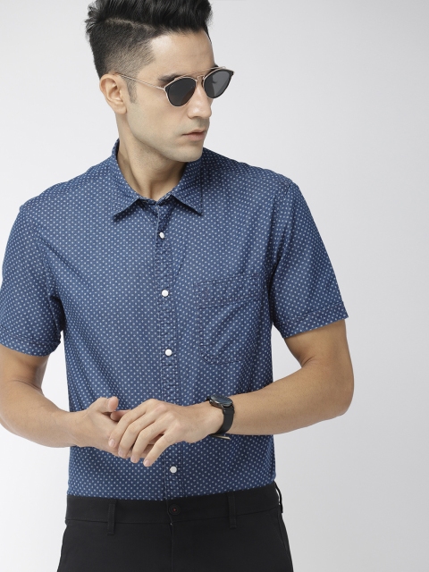 

Indian Terrain Men Blue Slim Fit Printed Casual Shirt