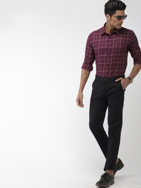 

Indian Terrain Men Purple & Beige Slim Fit Checked Casual Shirt