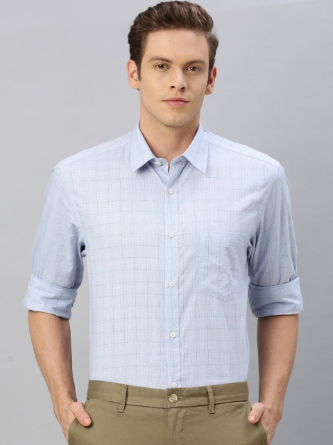 

Indian Terrain Men Blue & White Slim Fit Checked Smart Casual Shirt