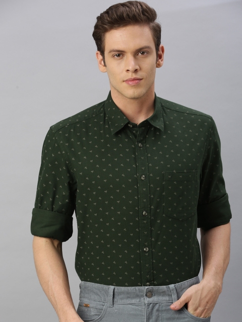 

Indian Terrain Men Green & Beige Slim Fit Printed Casual Shirt