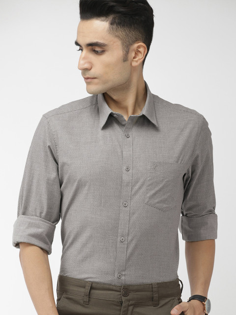 

Indian Terrain Men Grey & Navy Blue Slim Fit Printed Casual Shirt