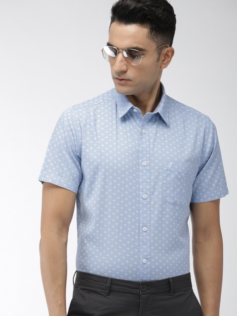 

Indian Terrain Men Blue Slim Fit Printed Smart Casual Shirt