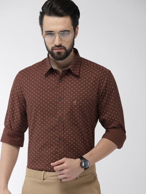 

Indian Terrain Men Brown Slim Fit Printed Smart Casual Shirt