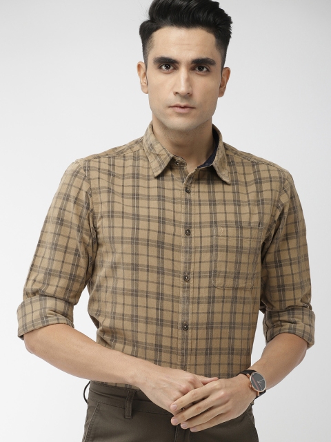 

Indian Terrain Men Khaki Slim Fit Checked Smart Casual Shirt