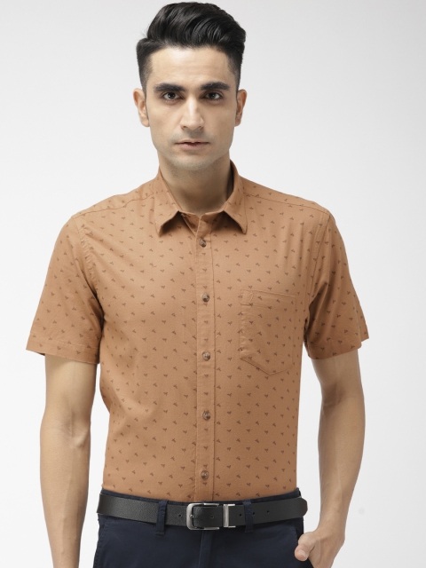 

Indian Terrain Men Khaki Slim Fit Printed Smart Casual Shirt