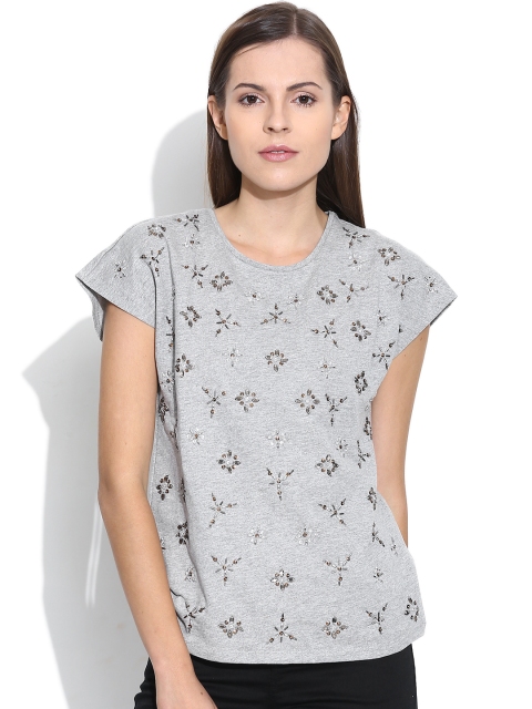 

Vero Moda Grey Melange Embellished Top