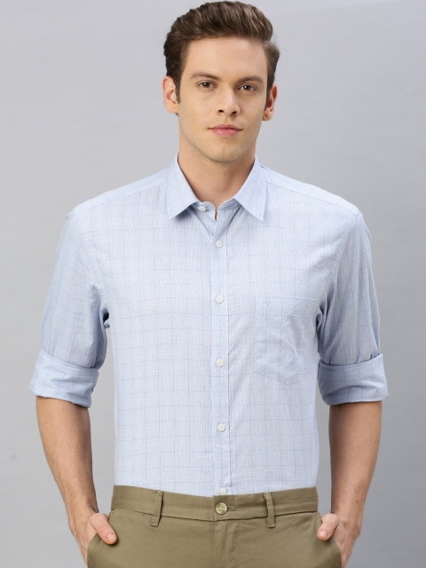 

Indian Terrain Men Blue & White Slim Fit Checked Smart Casual Shirt