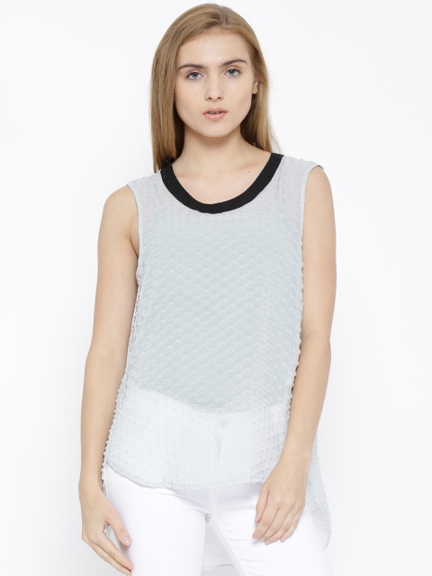 

Vero Moda Grey Polyester Embossed Semi-Sheer Top