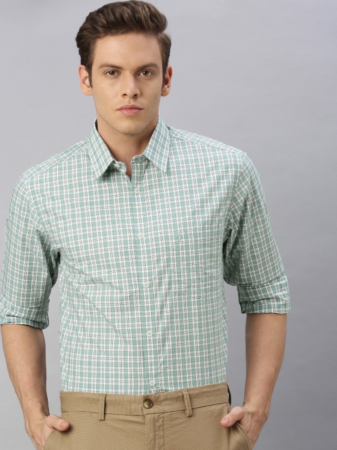 

Indian Terrain Men Green & White Regular Fit Checked Casual Shirt