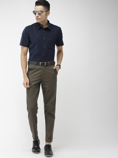 

Indian Terrain Men Navy Blue Slim Fit Printed Smart Casual Shirt