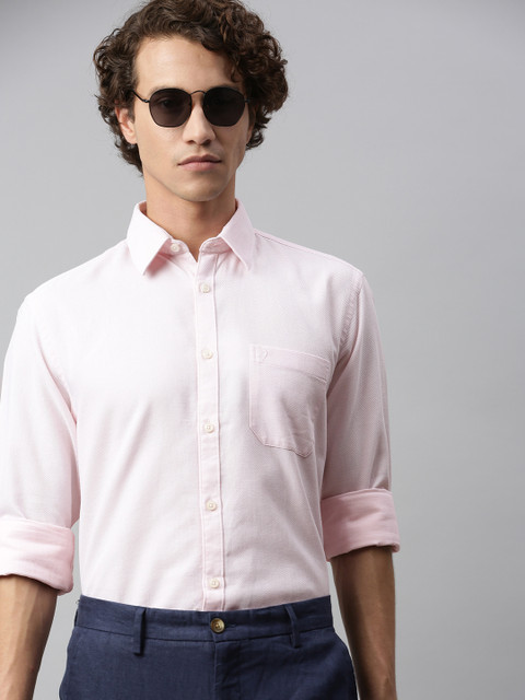 

Indian Terrain Men Pink Slim Fit Self Design Smart Casual Shirt