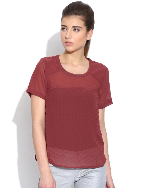 

Vero Moda Brown Sheer Top with Patterned Design