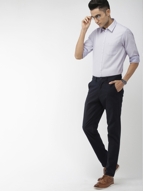 

Indian Terrain Men Blue Slim Fit Self Design Casual Shirt