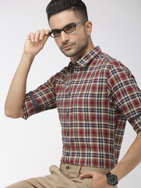 

Indian Terrain Men Red & Blue Chiseled Slim Fit Checked Casual Shirt