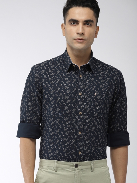 

Indian Terrain Men Navy Slim Fit Printed Casual Shirt, Navy blue