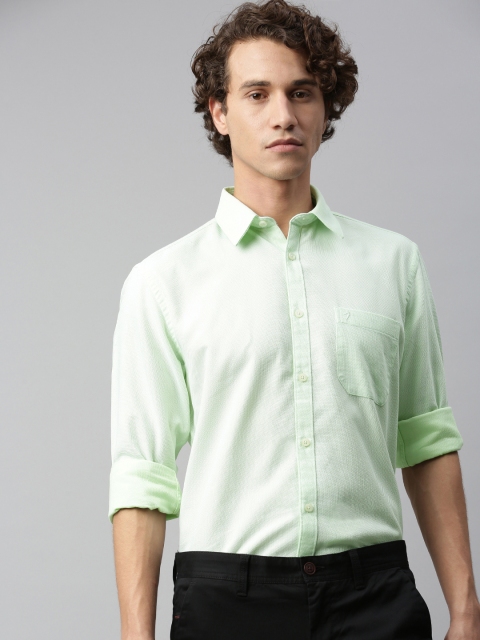 

Indian Terrain Men Green Slim Fit Self Design Smart Casual Shirt