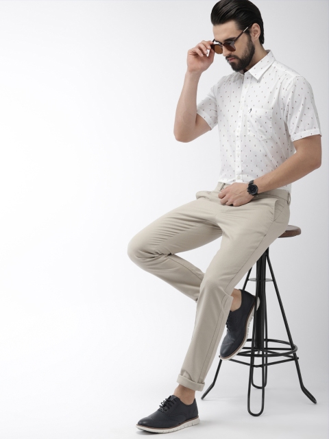 

Indian Terrain Men White Slim Fit Printed Casual Shirt