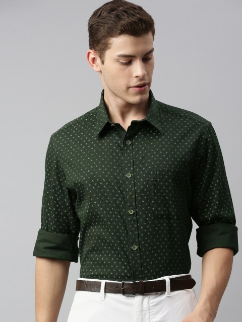 

Indian Terrain Men Green & White Regular Fit Printed Casual Shirt