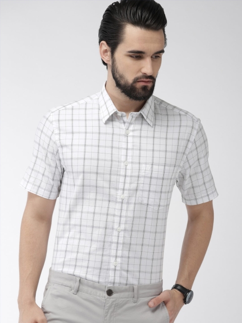 

Indian Terrain Men White Slim Fit Checked Casual Shirt
