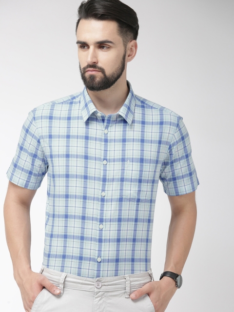 

Indian Terrain Men Blue & White Slim Fit Checked Smart Casual Shirt