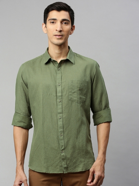 

Indian Terrain Men Green Slim Fit Printed Casual Shirt
