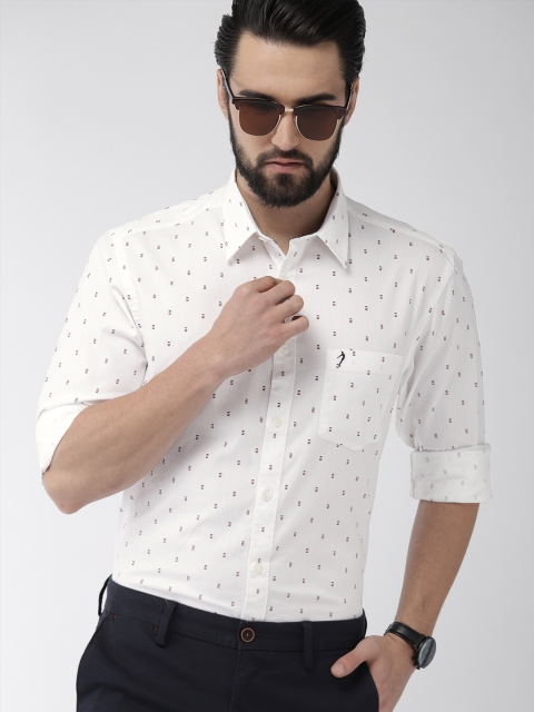 

Indian Terrain Men White Slim Fit Printed Casual Shirt