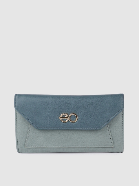 

E2O Women Blue Colourblocked Two Fold Wallet