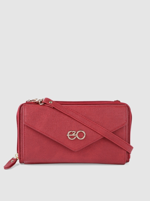 

E2O Women Red Textured Zip Around Wallet