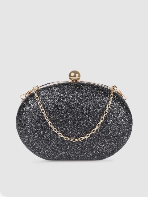 

E2O Gunmetal-Toned Embellished Clutch, Metallic