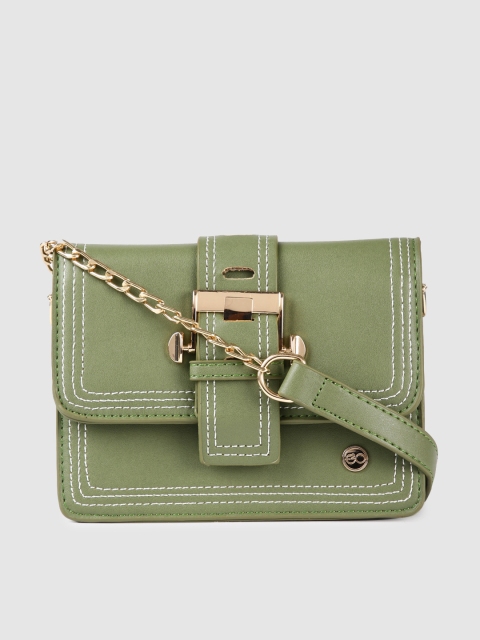 

E2O Olive Green Solid Sling Bag